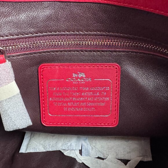 COACH F36026 NOMAD HOBO GLOVETANNED LEATHER HANDBAG PURSE SV/TRUE RED NWT - Picture 5 of 6